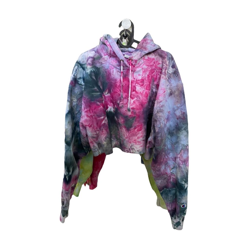 GBY Ice Dye Champion Reverse Weave Cropped Hoodie